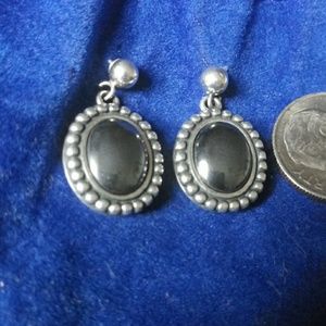 Dangle silver Hematite earrings.